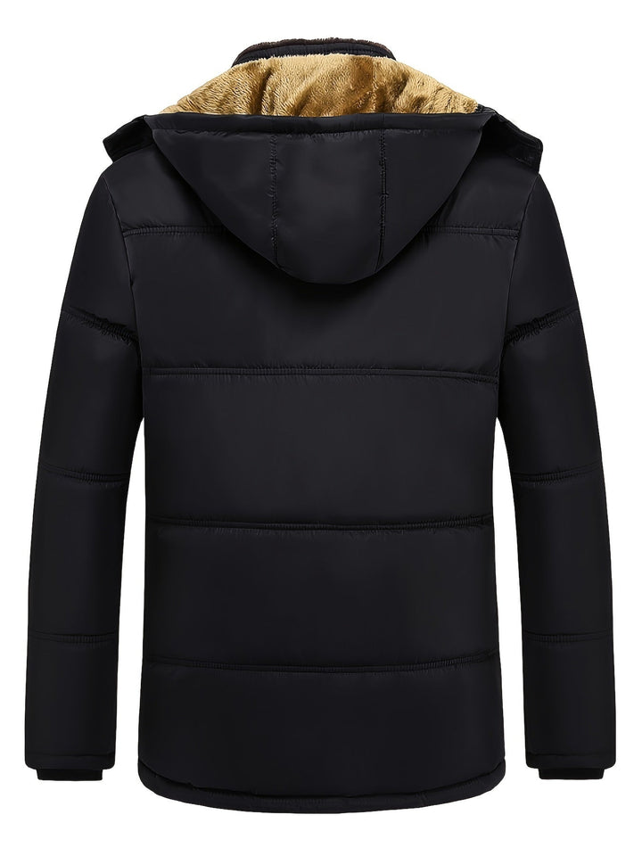Men's Parka with Synthetic Fur and Zipped Hood - Elena Harper
