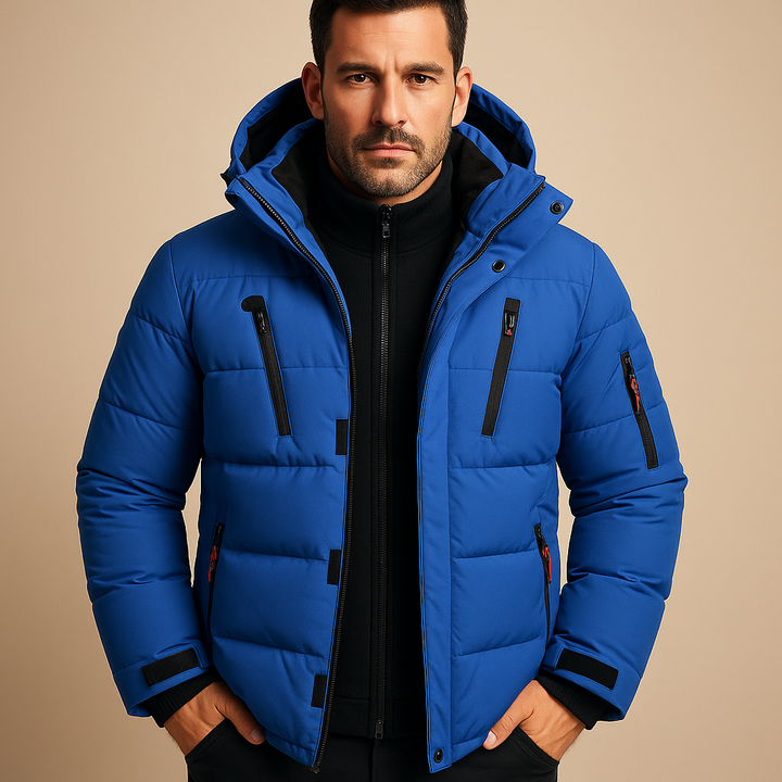 Men's Quilted Parka with Zipped Hood