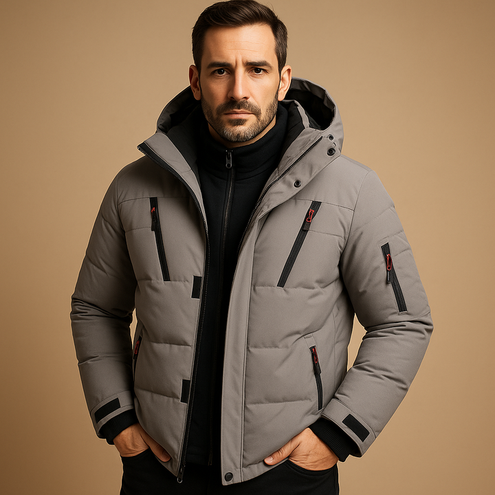 Men's Quilted Parka with Zipped Hood