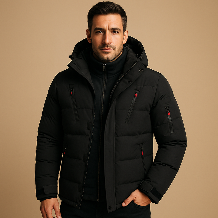 Men's Quilted Parka with Zipped Hood