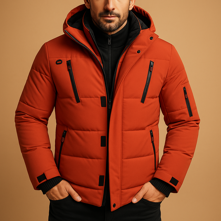 Men's Quilted Parka with Zipped Hood