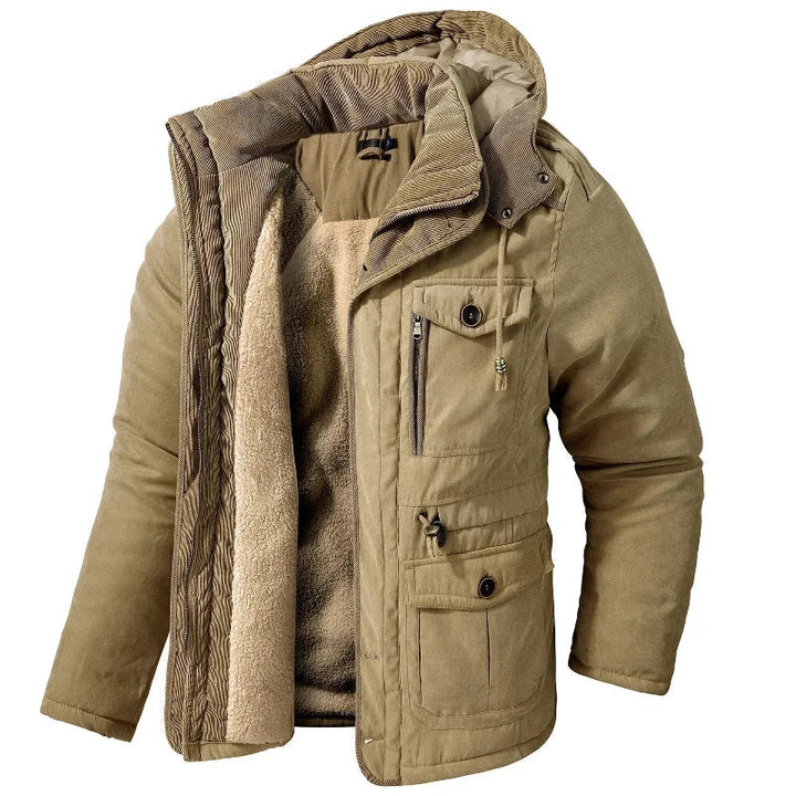 Men's Parka with Synthetic Fur and Zip-Up Hood - Elena Harper