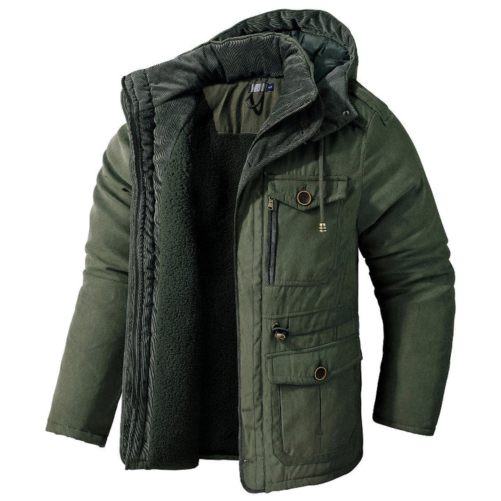 Men's Parka with Synthetic Fur and Zip-Up Hood - Elena Harper