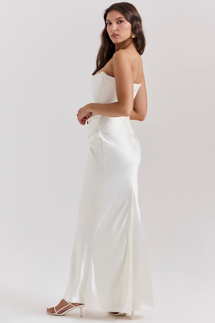 Paloma Elegant Satin Strapless Maxi Dress - Elena Harper