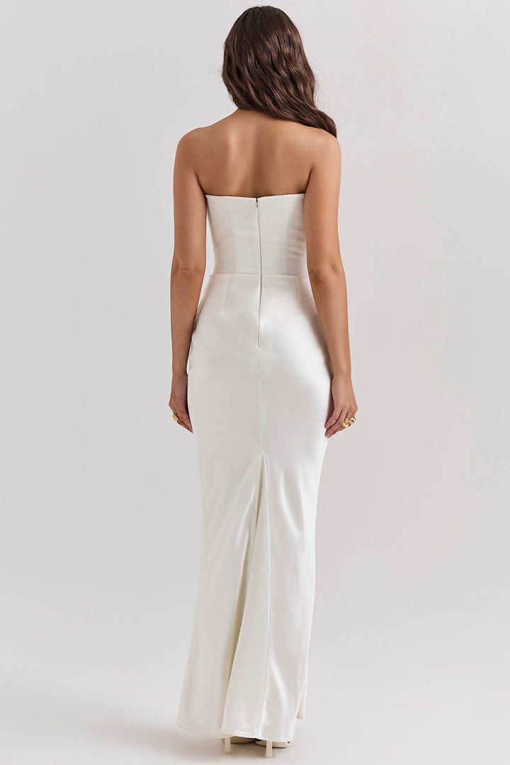 Paloma Elegant Satin Strapless Maxi Dress - Elena Harper