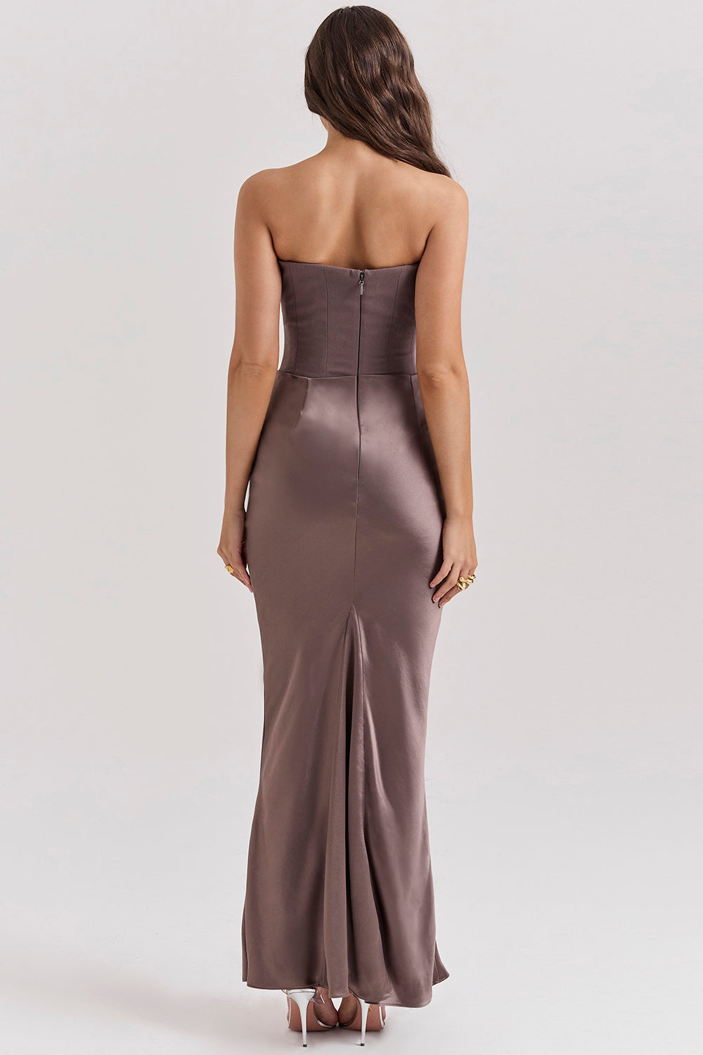 Paloma Elegant Satin Strapless Maxi Dress - Elena Harper