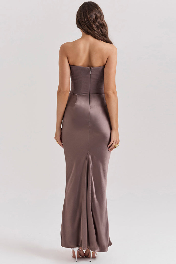 Paloma Elegant Satin Strapless Maxi Dress - Elena Harper
