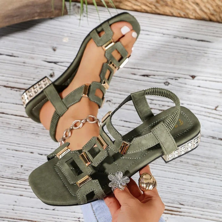 Tashaa - Slingback Ballerinas with Sandal Element and Gemstones