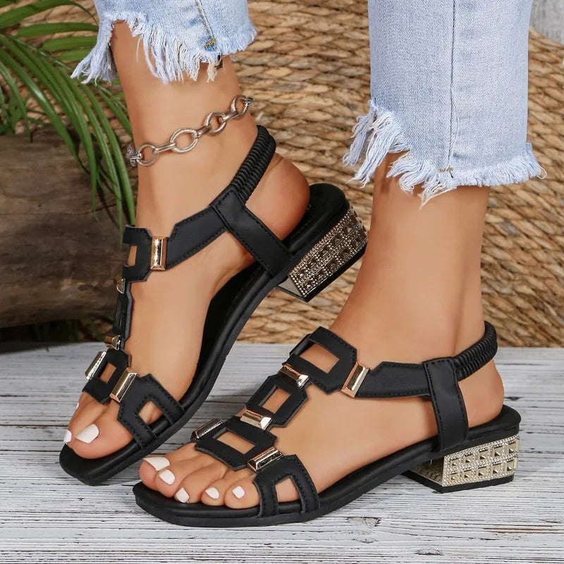 Tashaa - Slingback Ballerinas with Sandal Element and Gemstones