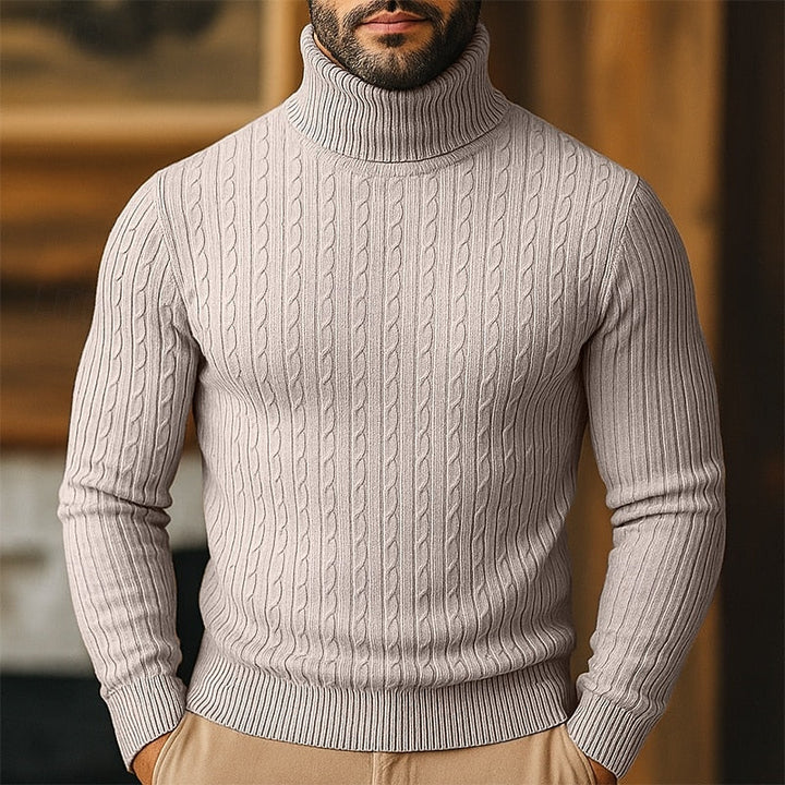 Curtis | Men's Cable Knit Turtleneck Sweater with Full Collar