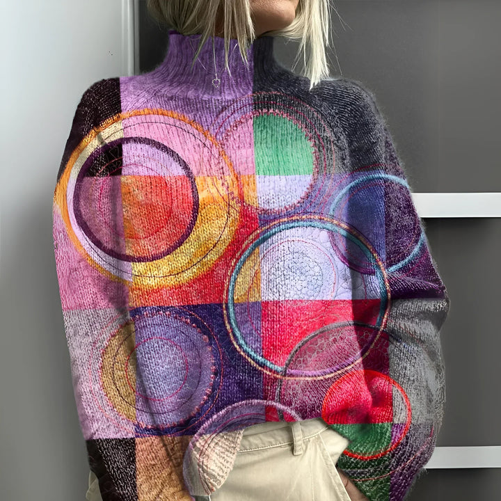 Acacia Colorblock Knit Turtleneck Sweater - Elena Harper