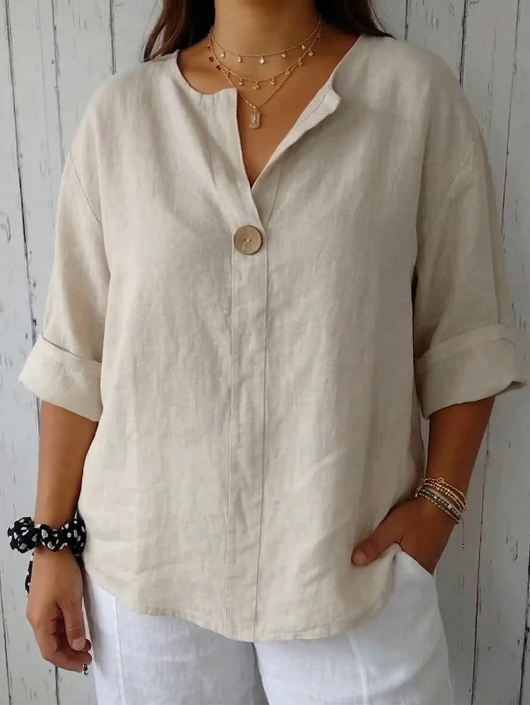 Lucienne Casual V-Neck Blouse - Elena Harper