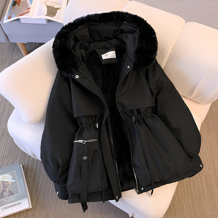 PUFFER JACKET WITH FAUX FUR HOOD FOR WOMEN