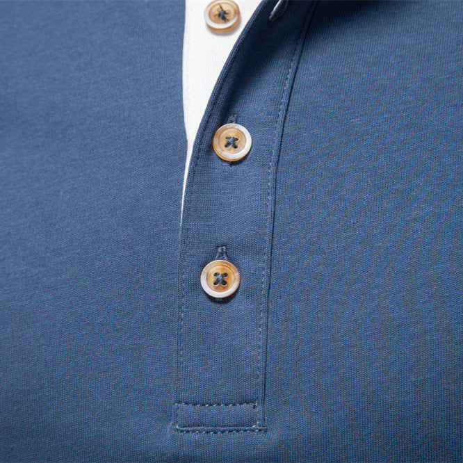 Men's Polo with Buttoned High Collar - Elena Harper
