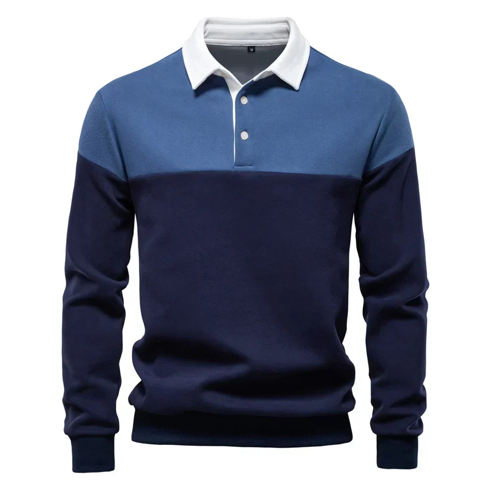 Men's Long Sleeve Bicolor Polo