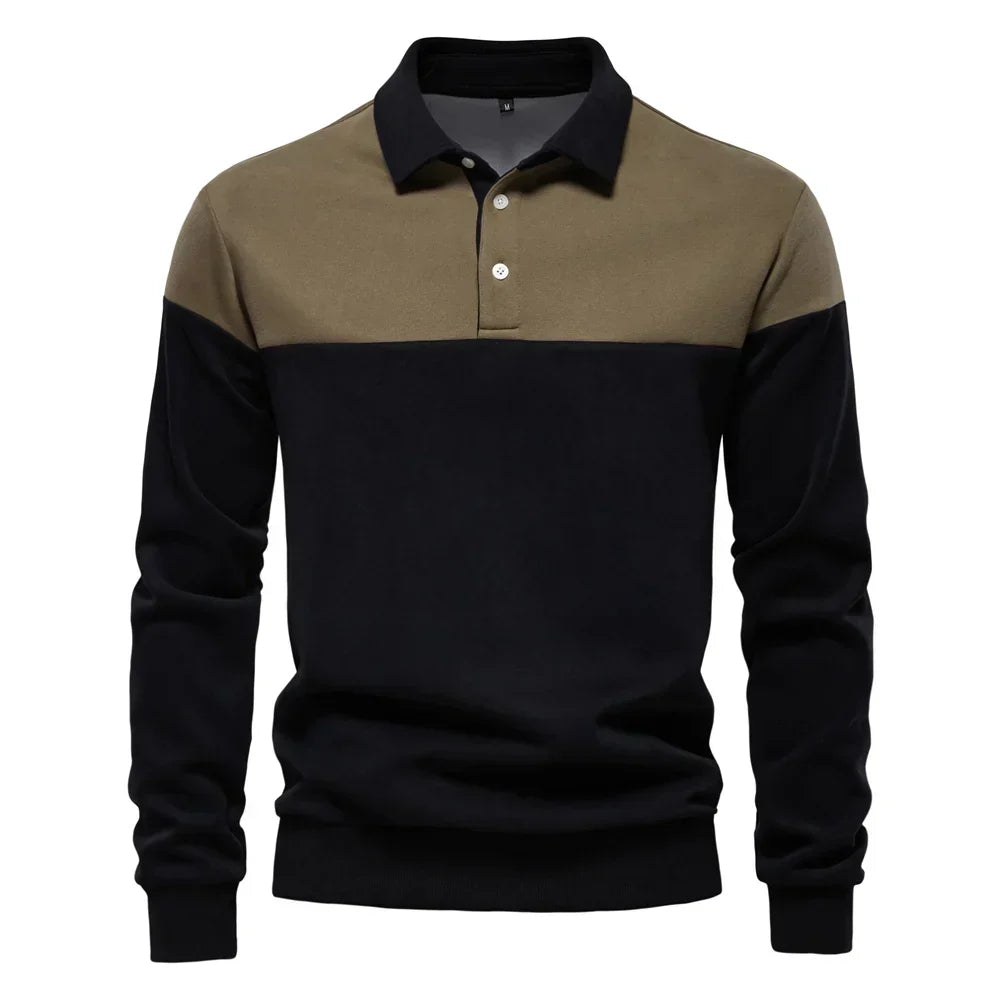Men's Long Sleeve Bicolor Polo