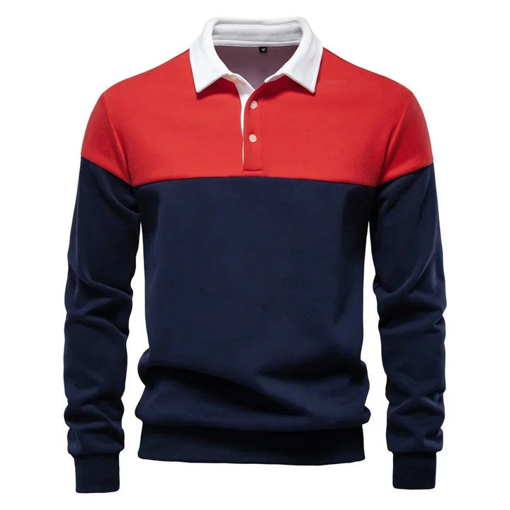 Men's Long Sleeve Bicolor Polo