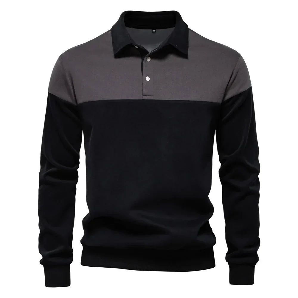 Men's Long Sleeve Bicolor Polo