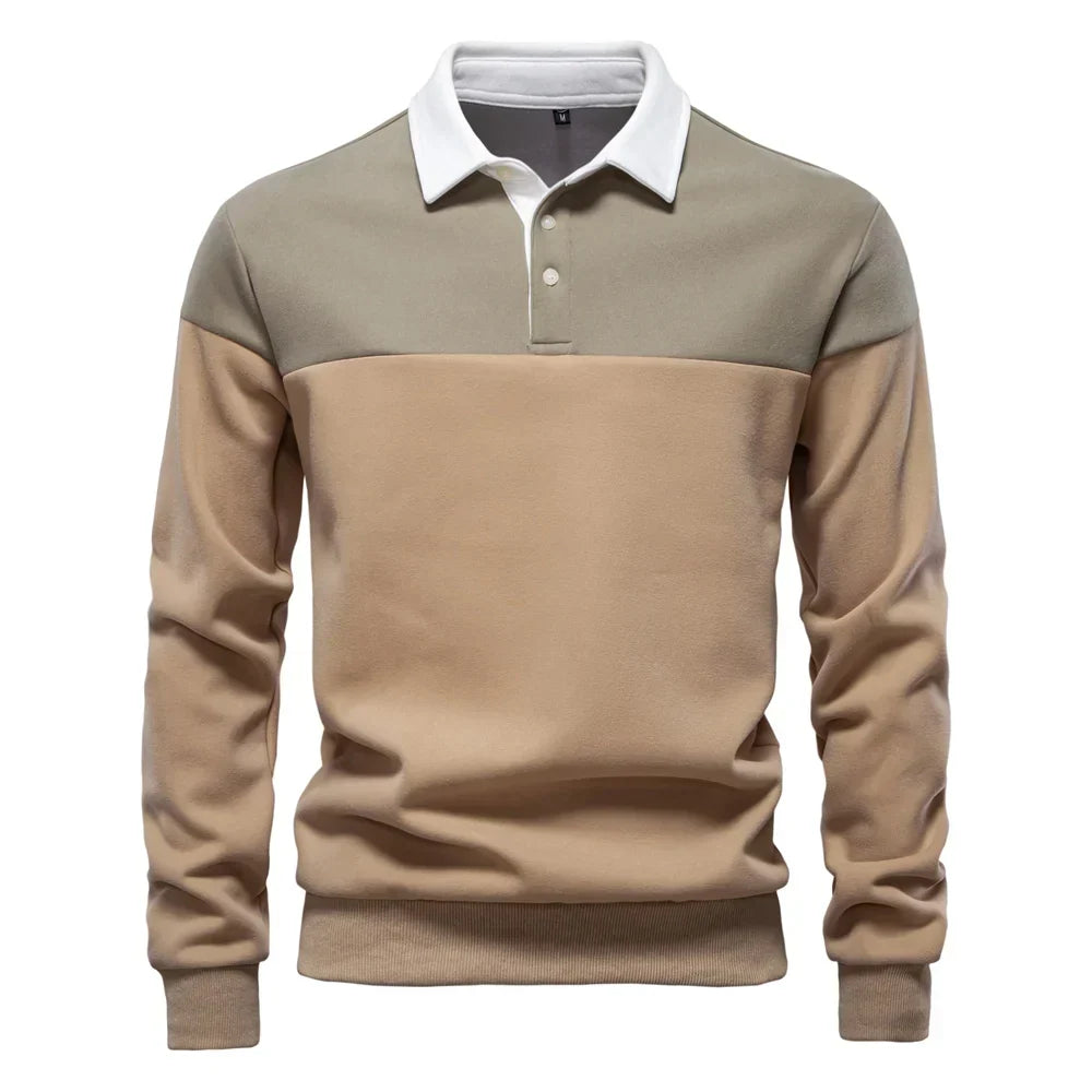Men's Long Sleeve Bicolor Polo