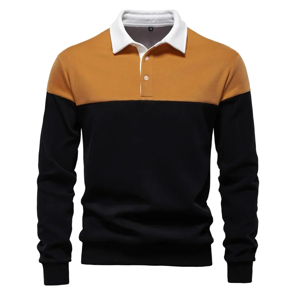 Men's Long Sleeve Bicolor Polo