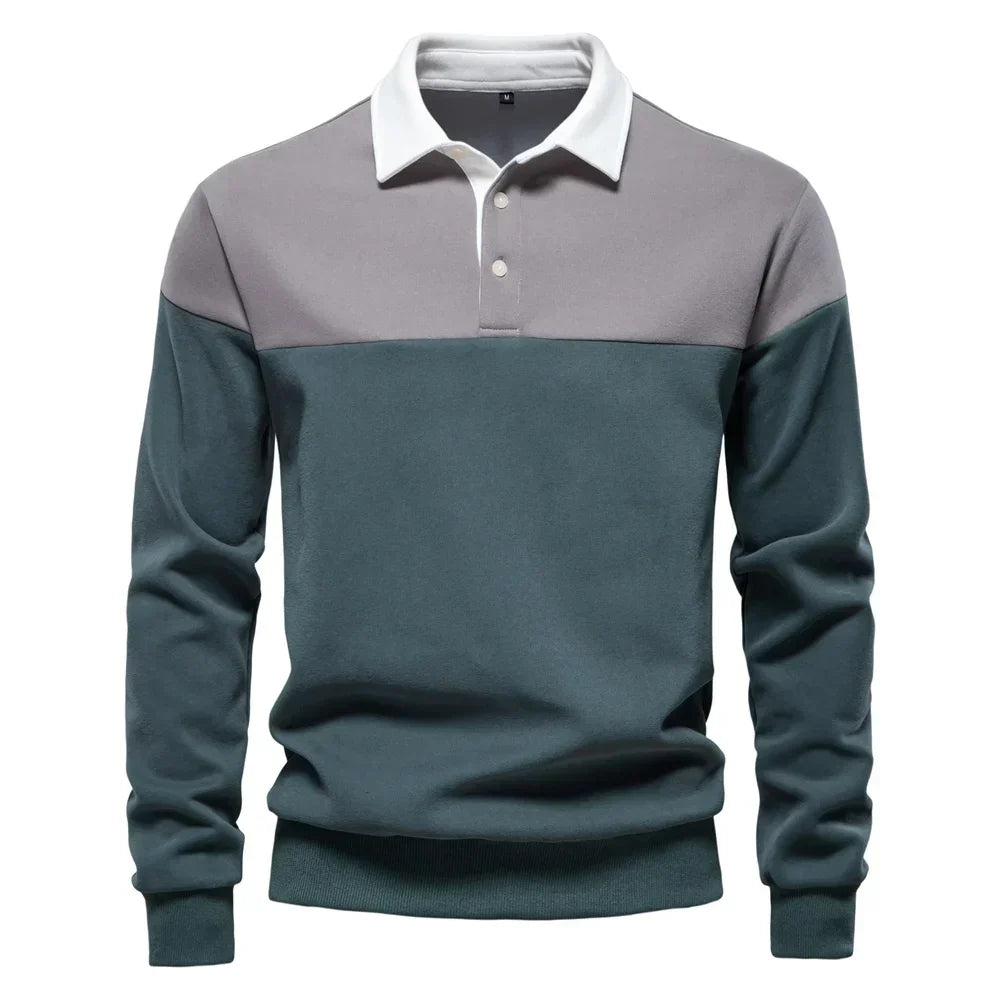 Men's Long Sleeve Bicolor Polo