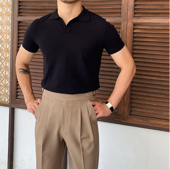 Men's Open Collar Polo