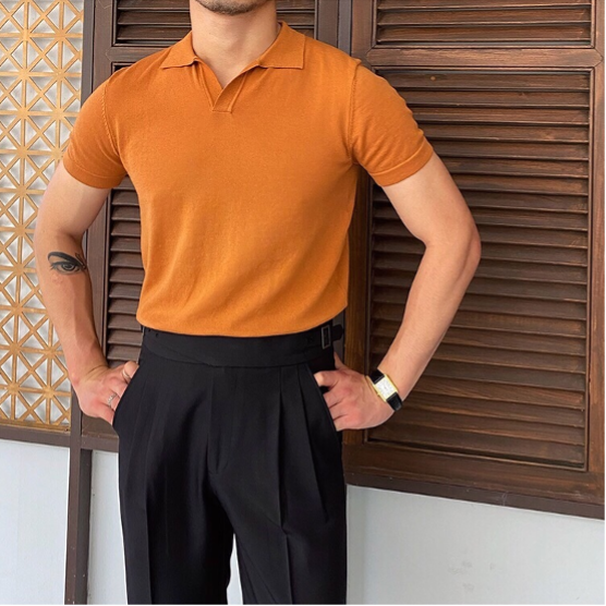 Men's Open Collar Polo