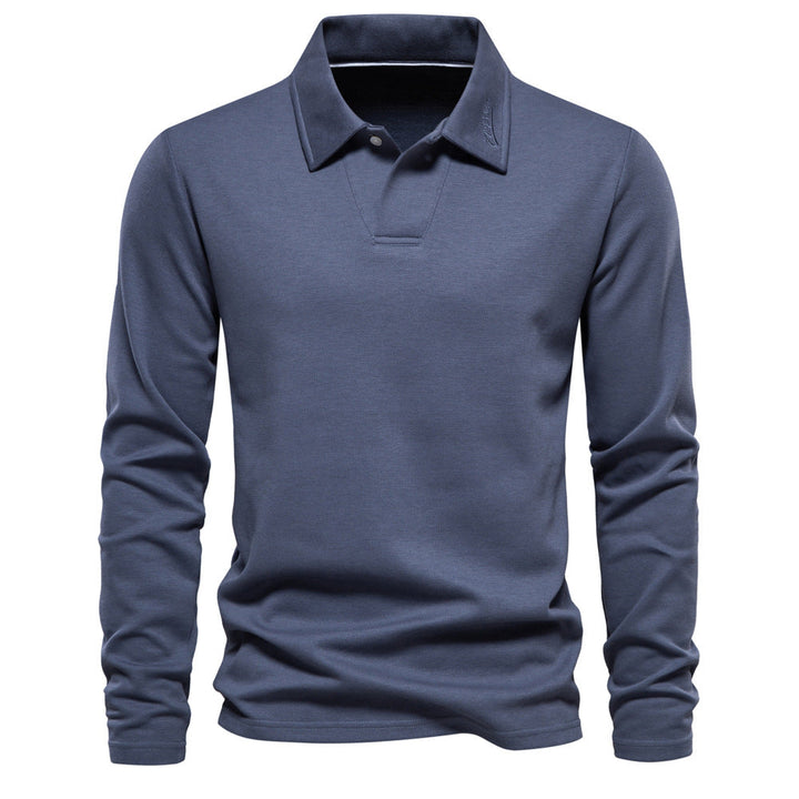 Men's Open Collar Long Sleeve Polo - Elena Harper