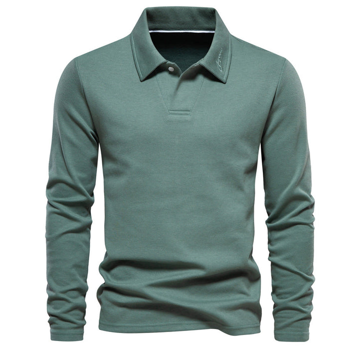 Men's Open Collar Long Sleeve Polo - Elena Harper