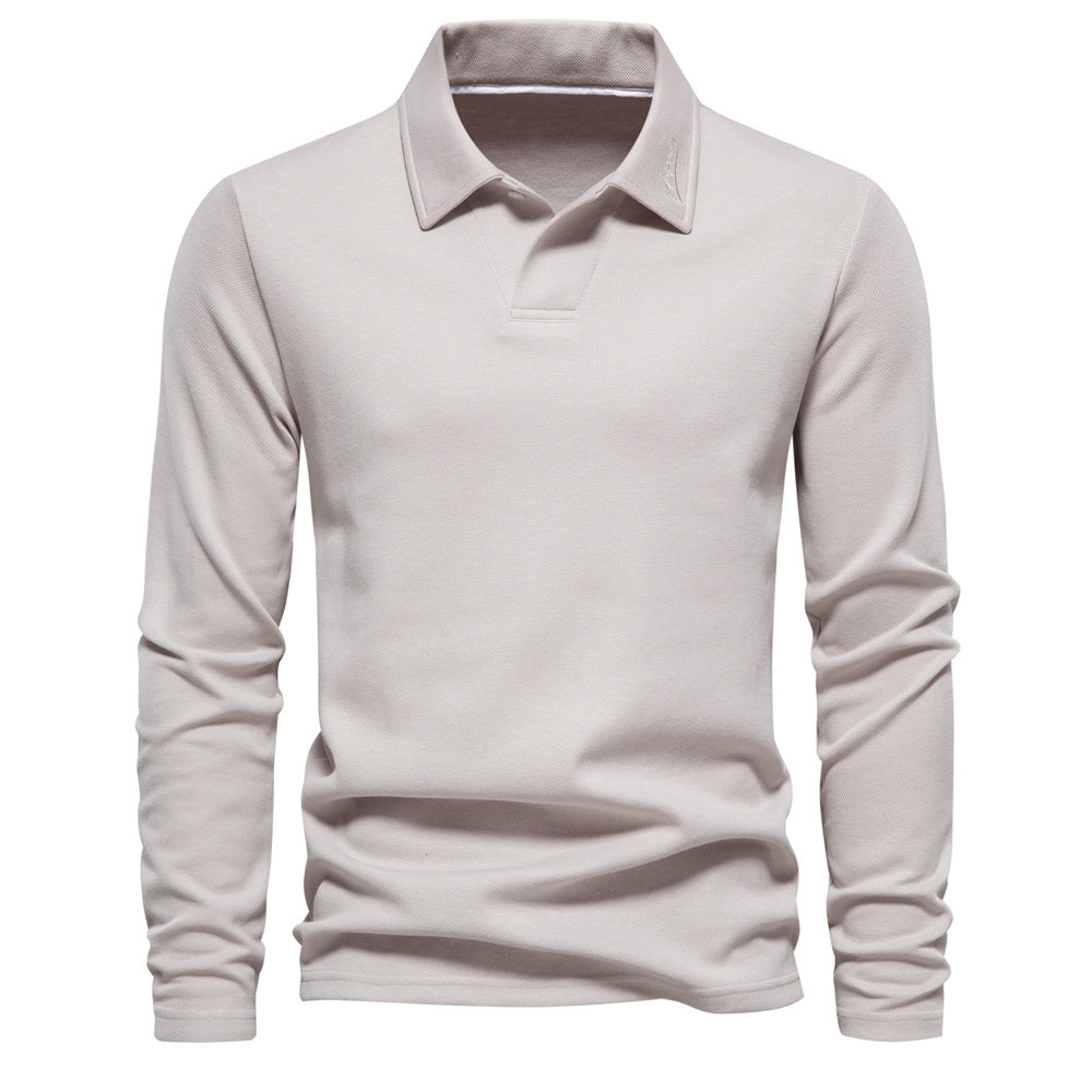 Men's Open Collar Long Sleeve Polo - Elena Harper