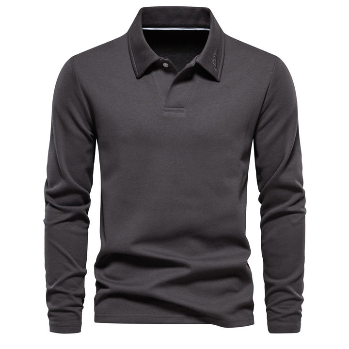 Men's Open Collar Long Sleeve Polo - Elena Harper