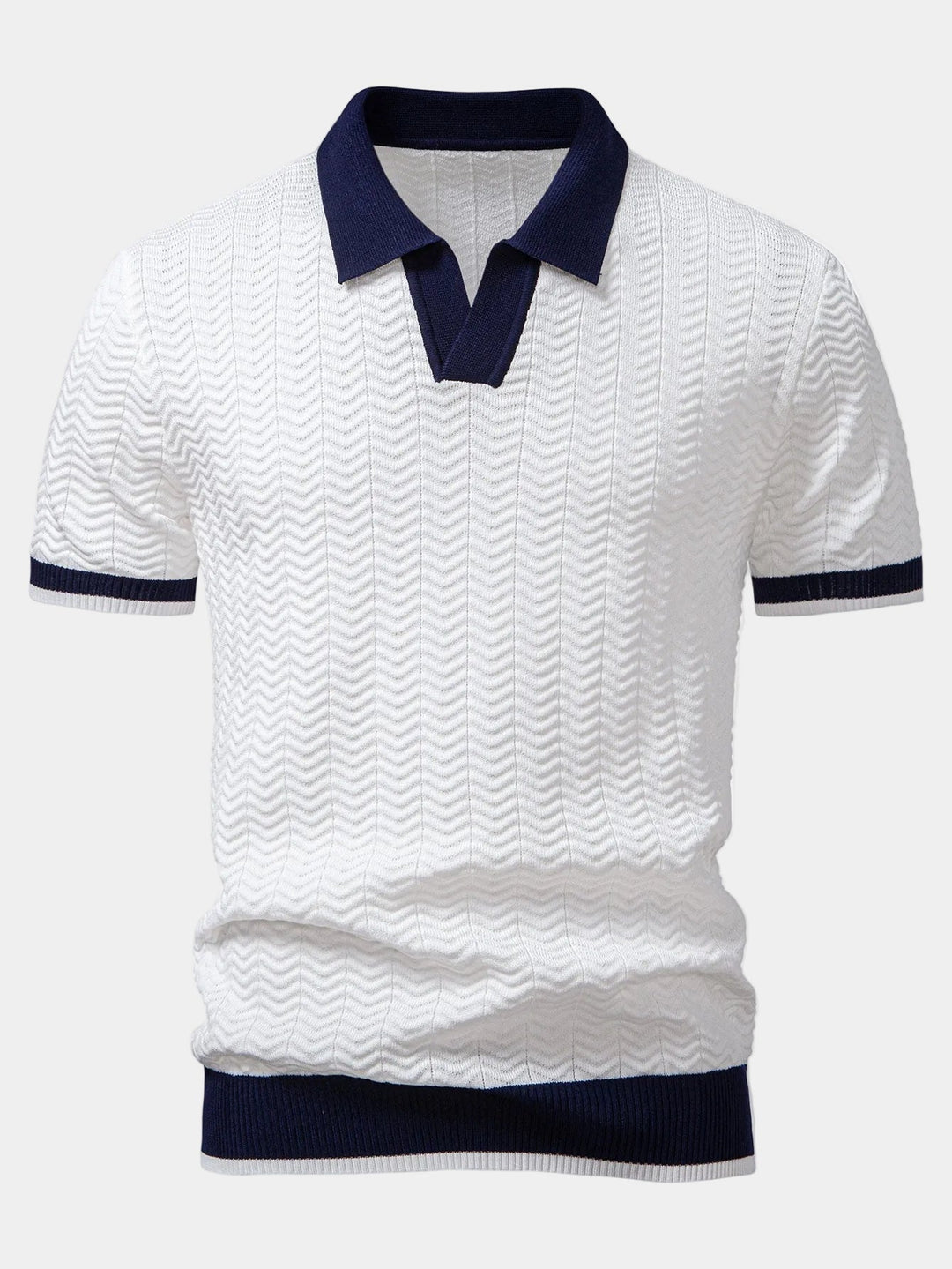 Men's Textured Knit Polo - Elena Harper