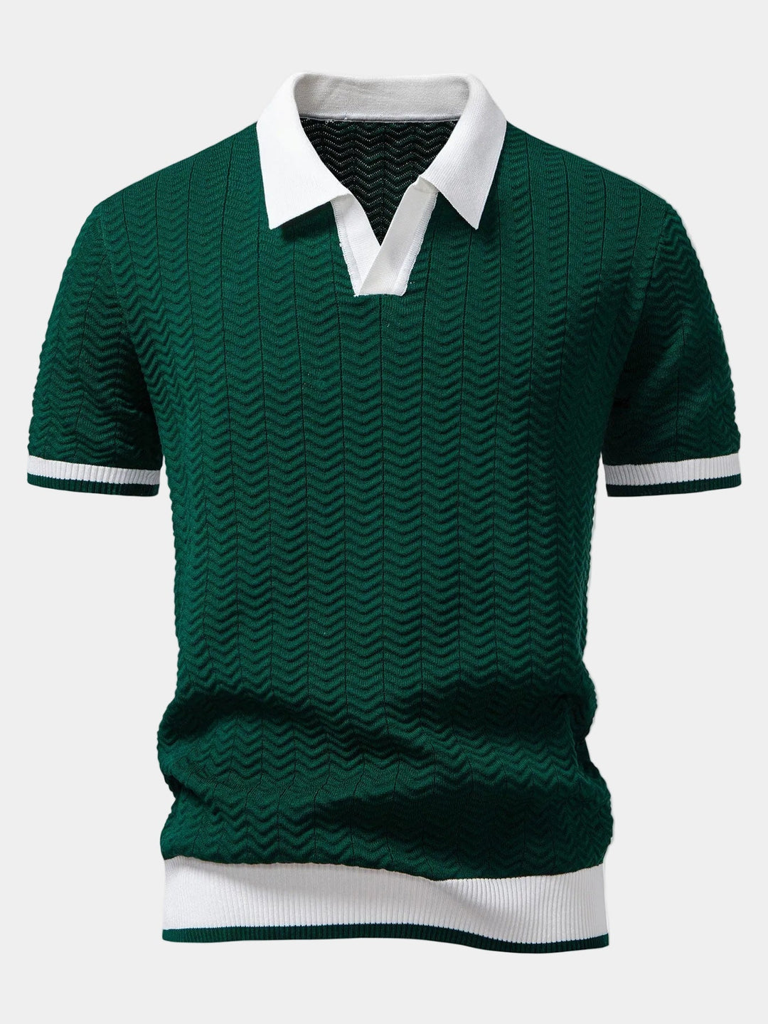 Men's Textured Knit Polo - Elena Harper