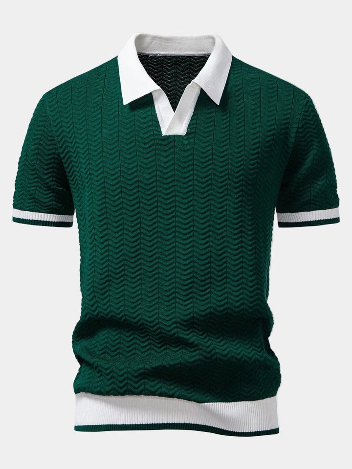 Men's Textured Knit Polo - Elena Harper