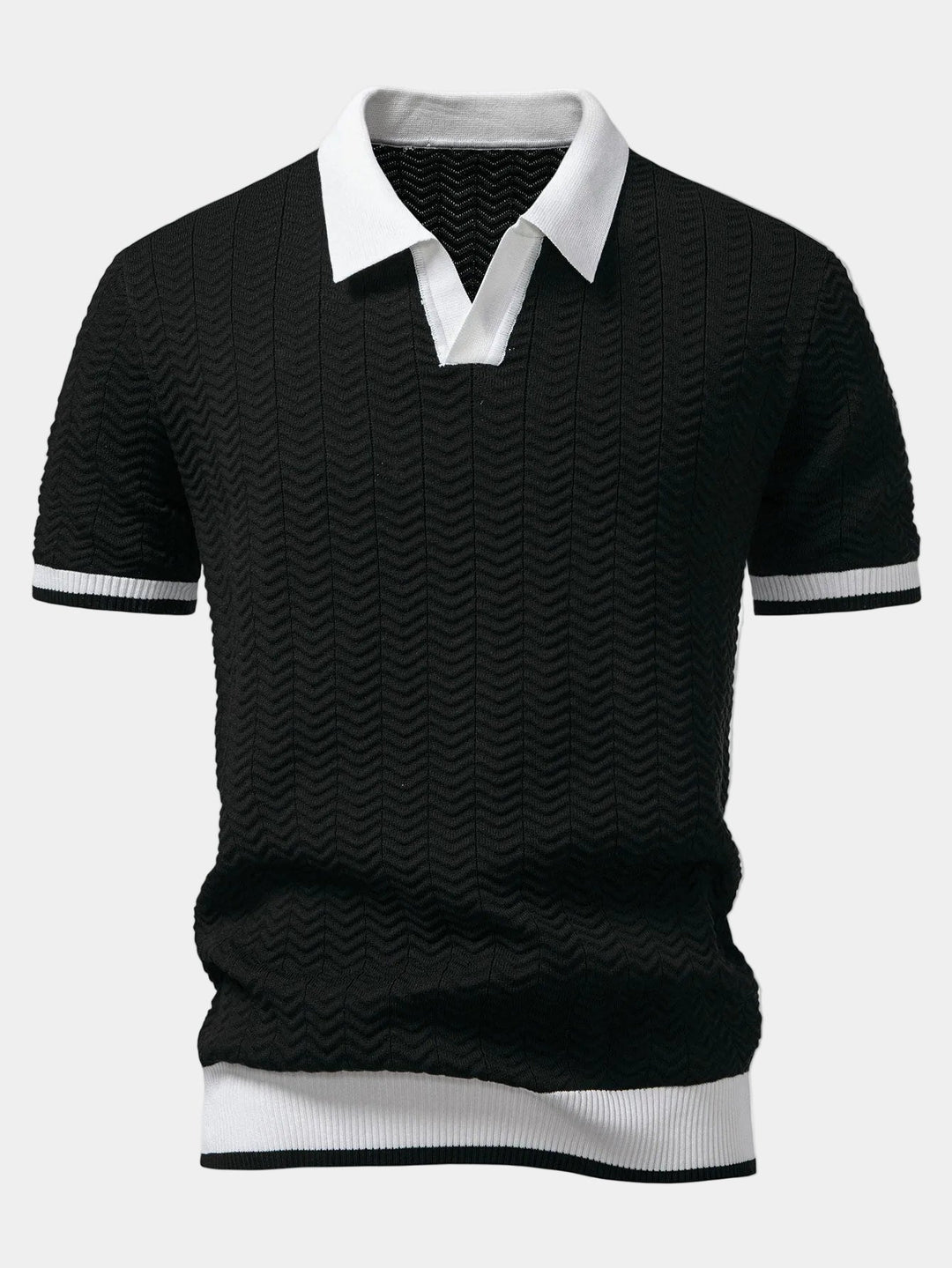 Men's Textured Knit Polo - Elena Harper