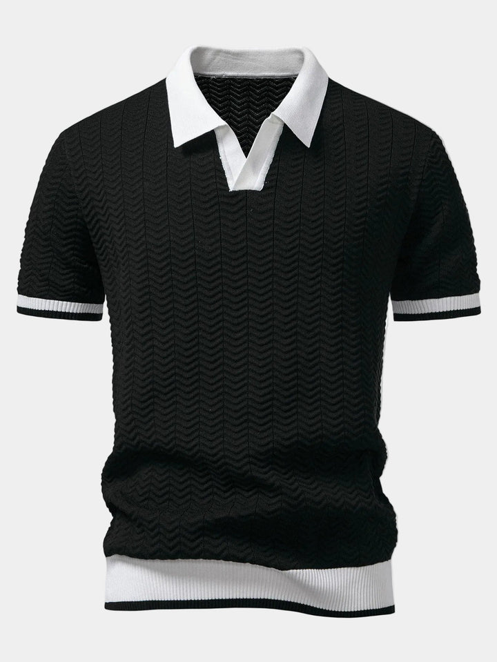 Men's Textured Knit Polo - Elena Harper