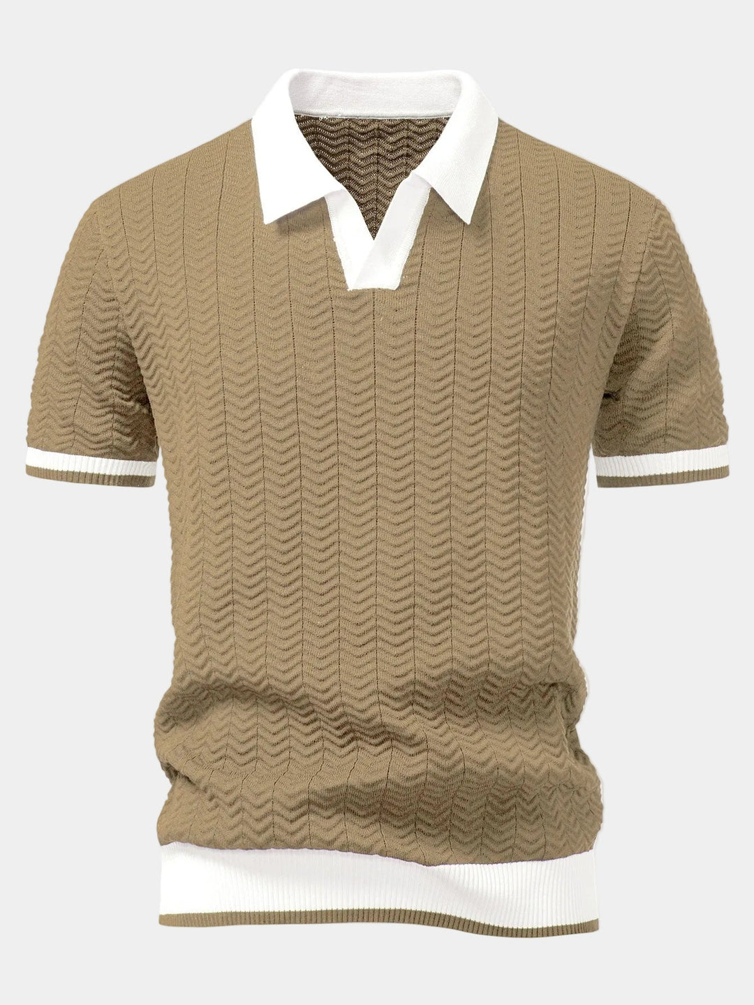 Men's Textured Knit Polo - Elena Harper