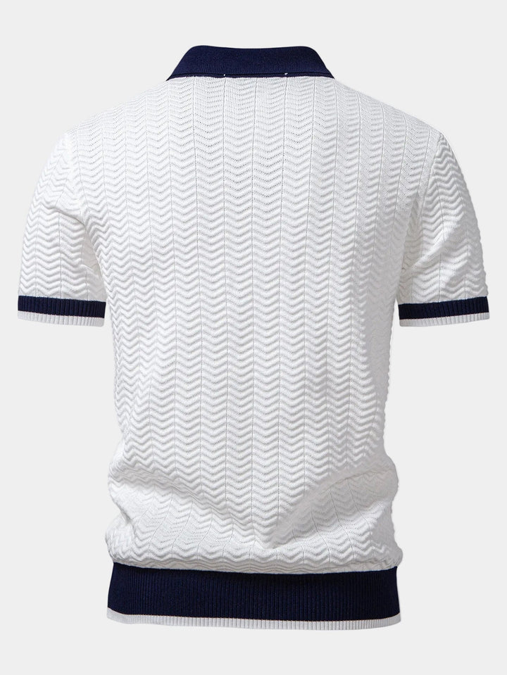 Men's Textured Knit Polo - Elena Harper
