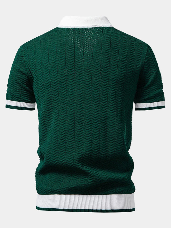 Men's Textured Knit Polo - Elena Harper