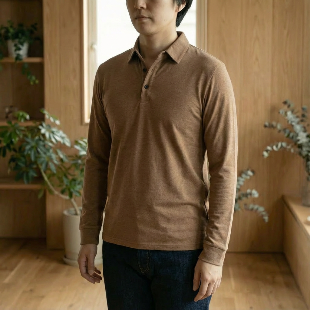 Men's Long Sleeve Buttoned Piqué Polo - Elena Harper