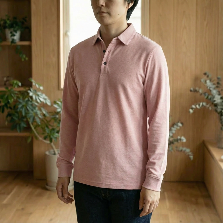 Men's Long Sleeve Buttoned Piqué Polo - Elena Harper