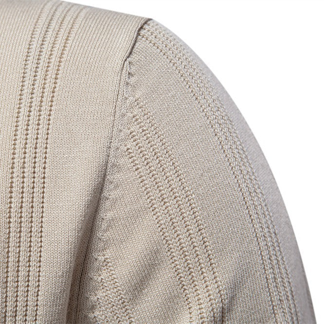 Men's Fine Knit Striped Polo Shirt with Short Sleeves - Elena Harper