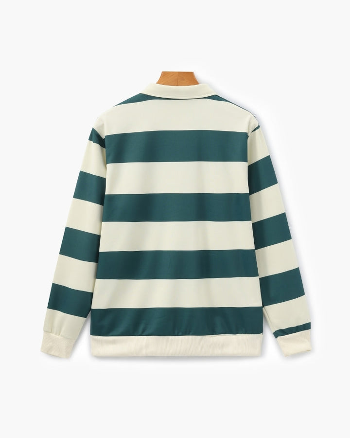 Men's Striped Long Sleeve Polo - Elena Harper