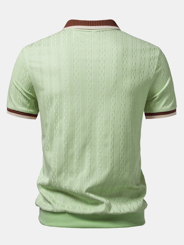 Men's Textured Polo with Contrasting Zip Collar