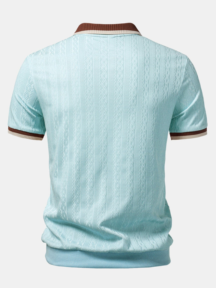 Men's Textured Polo with Contrasting Zip Collar