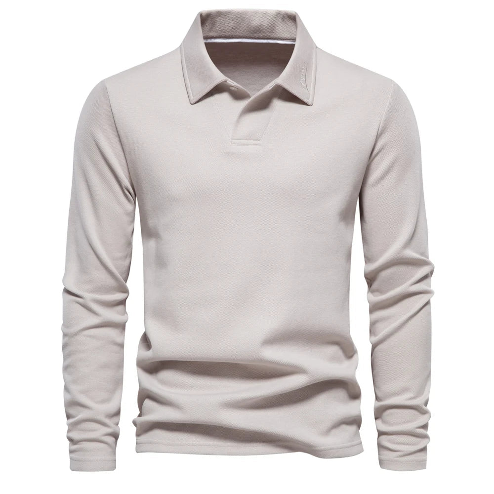 Men's Long Sleeve Solid Polo