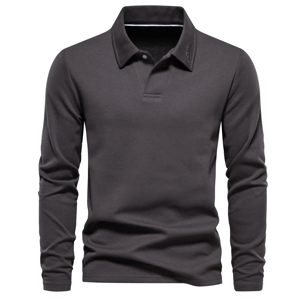 Men's Long Sleeve Solid Polo