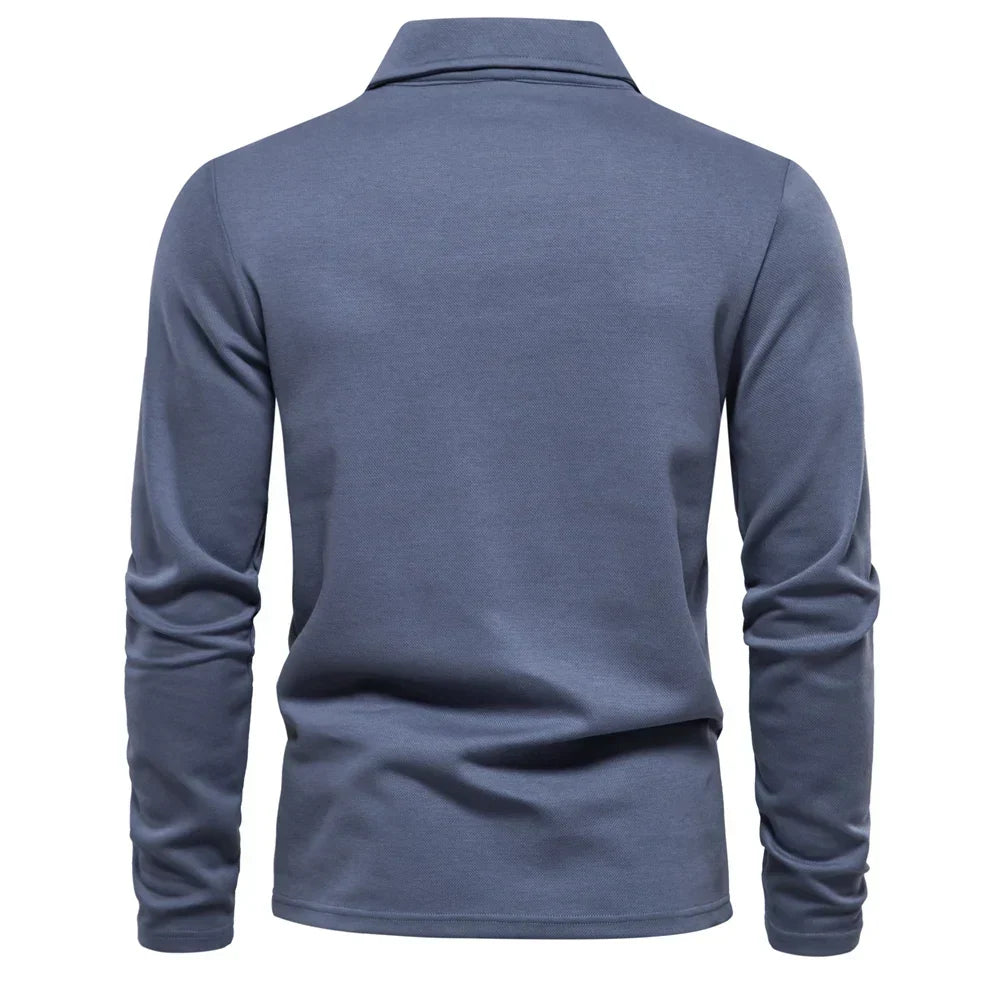 Men's Long Sleeve Solid Polo