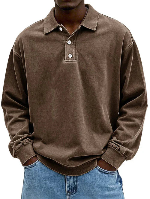 Asher | Men's Casual Polo Shirt with Long Sleeves