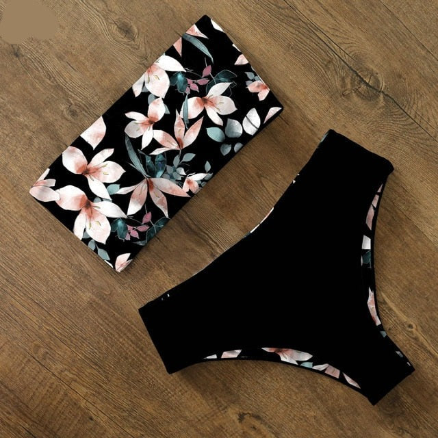 AquaLivv - High-waisted bandeau bikini